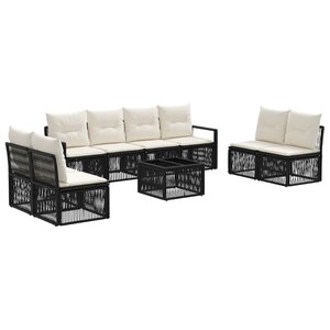 vidaXL Ensemble de canapé de jardin 9 Pièces Noir polyrotin
