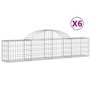 vidaXL Paniers à gabions arqués 6 Pièces 200x30x40/60 cm Fer galvanisé