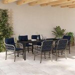 vidaXL Ensemble de salle à manger pour jardin 7 Pièces Gris et Noir Rotin