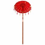 vidaXL Parasol balinais Rouge (90-100) x 260 cm Coton et bois massif