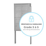 Bloc collectif Leabox  2x4  grade 3  simple face  Extérieur  fixation sur pieds à sceller  Gris clair RAL 7035 finition brillante