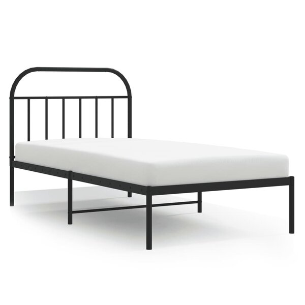 vidaXL Cadre de lit métal avec tête de lit noir 100x200 cm