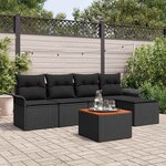 vidaXL Ensemble de canapé de jardin 6 Pièces Noir Poly rotin