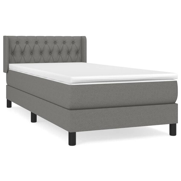 vidaXL Sommier à lattes de lit avec matelas Gris foncé 100x200cm Tissu