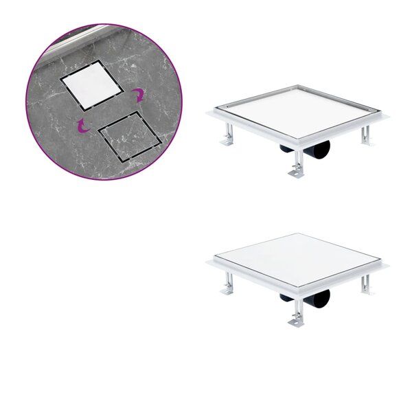 vidaXL Drain de douche avec couvercle 2 en 1 28x28 cm Acier inoxydable