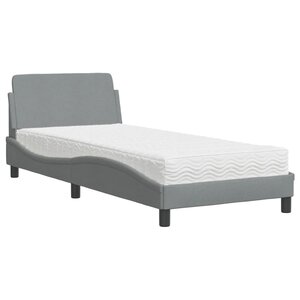 vidaXL Lit avec matelas Dover gris clair 90x200 cm tissu