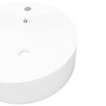vidaXL Lavabo à trou de trop-plein/robinet céramique Blanc Rond