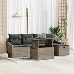 vidaXL Ensemble de 6 Canapés de Jardin avec Coussins Gris Poly Rattan
