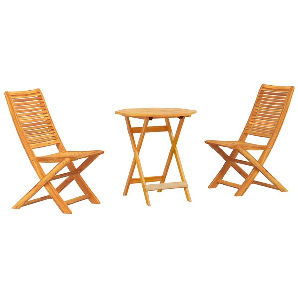 Set de Bistro Pliable 3 Pièces en Bois d'Acacia