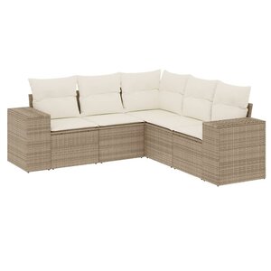 vidaXL Salon de jardin avec coussins 5 Pièces beige résine tressée