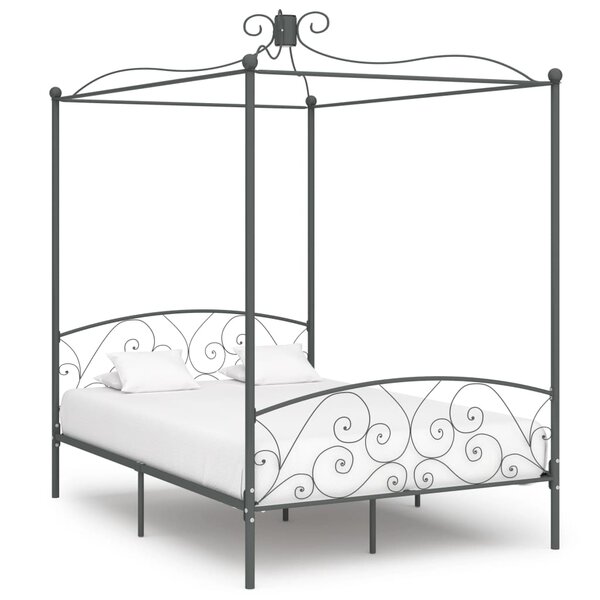vidaXL Cadre de lit à baldaquin sans matelas gris métal 120x200 cm