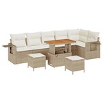 vidaXL Ensemble de canapé de jardin 9 Pièces Beige Poly rotin