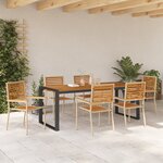 Ensemble de salle à manger de jardin vidaXL 7 pièces en poly rotin beige et acacia