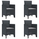 vidaXL Ensemble de repas de jardin de 5 pièces avec coussins en poly rotin anthracite