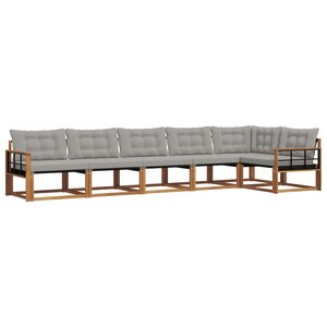 vidaXL Ensemble de canapés d'extérieur 6 pc Gris Naturel et Clair