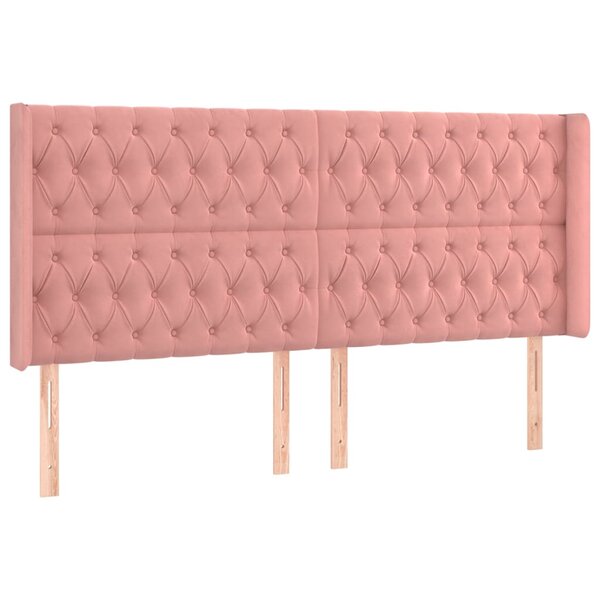 vidaXL Tête de lit avec oreilles Rose 183x16x118/128 cm Velours