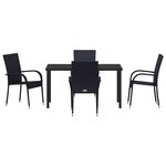 vidaXL Ensemble de salle à manger pour jardin 5 Pièces Noir Poly rotin