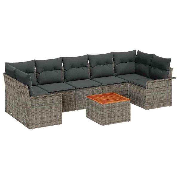 vidaXL Ensemble de canapé de jardin avec stockage 8 Pièces Gris polyrotin