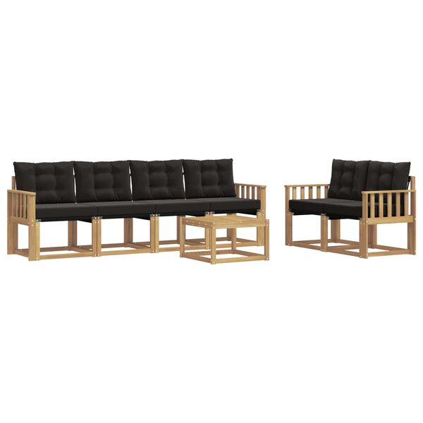 vidaXL Ensemble de canapés d'extérieur 7 pc Blanc et noir