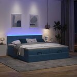 VidaXL Cadre de lit ottoman avec matelas bleu foncé 180x200 cm velours