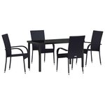 vidaXL Ensemble de salle à manger pour jardin 5 Pièces Noir Poly rotin