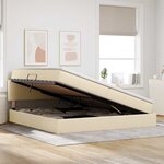 vidaXL Lit avec rangement et matelas avec matelas Crème 200 x 200 cm