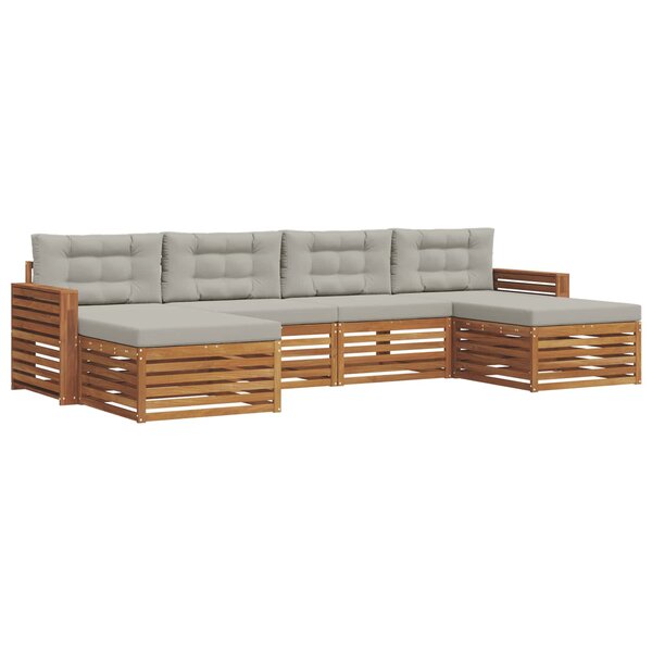 vidaXL Ensemble de canapés d'extérieur 6 pc Gris Naturel et Clair