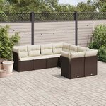 vidaXL Salon de jardin 8 Pièces avec coussins marron résine tressée