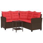 vidaXL Ensemble de canapés d'extérieur 2 Pièces Marron et rouge polyrotin