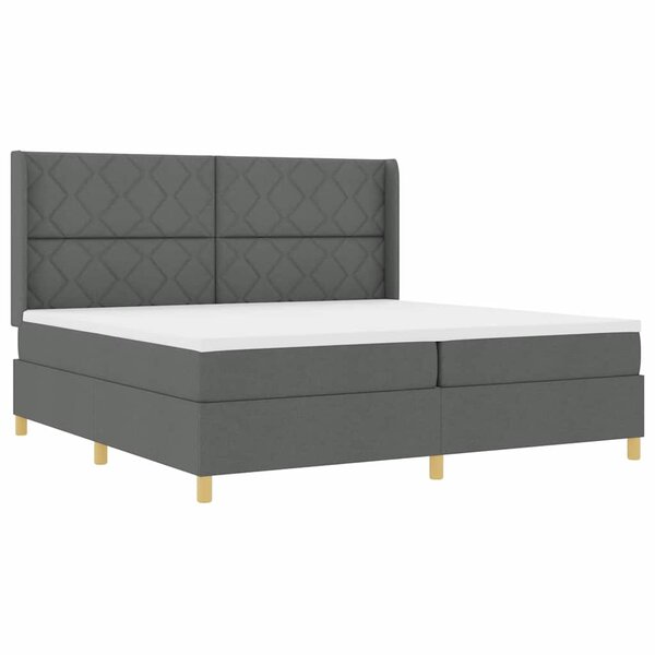 vidaXL Lit à ressort avec matelas et LED Gris Foncé 200x200 cm Tissu