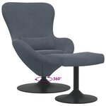 vidaXL Chaise Œuf avec Pouf Gris foncé 63 x 73 x 90 cm Velours