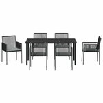 vidaXL Ensemble de salle à manger pour jardin 7 Pièces Noir Poly rotin