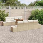 vidaXL Ensemble de canapé de jardin 9 Pièces Beige Poly rotin