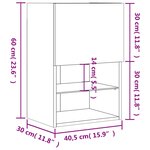 vidaXL Meuble TV avec lumières LED chêne fumé 40 5x30x60 cm