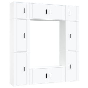 vidaXL Ensemble de meubles TV 8 Pièces Blanc Bois d'ingénierie