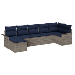 vidaXL Ensemble de canapé de jardin 7 Pièces Gris clair polyrotin
