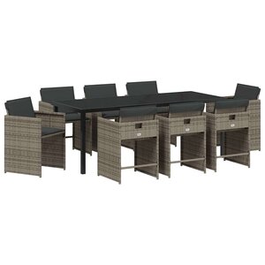 vidaXL Ensemble de salle à manger pour jardin 9 Pièces Gris polyrotin
