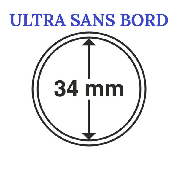 Capsules rondes sans bord ULTRA pour monnaies de collection. Diamètre intérieur - 34 mm