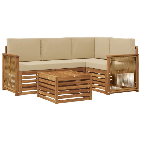 vidaXL Ensemble de canapés d'extérieur 5 pc Naturel et Beige Polyester