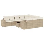 vidaXL Salon de jardin 11 Pièces avec coussins beige résine tressée