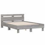 vidaXL Cadre de lit avec LED sans matelas sonoma gris 120x190 cm