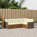 vidaXL Ensemble de canapés d'extérieur 4 pc Naturel et Crème