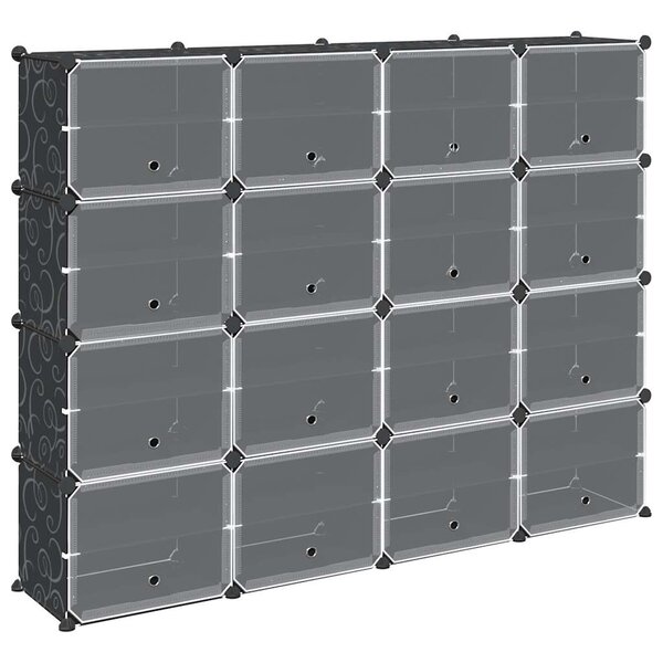 vidaXL Cubes de rangement 16 Pièces avec portes noir PP