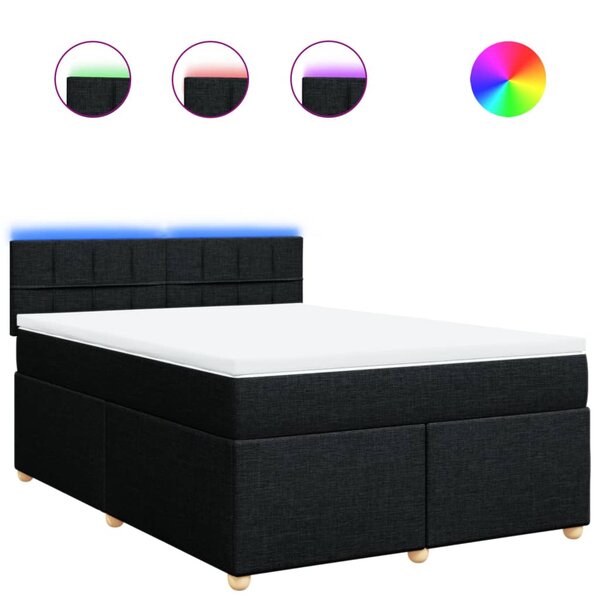 vidaXL Sommier à lattes de lit avec matelas Noir 140x190 cm Tissu