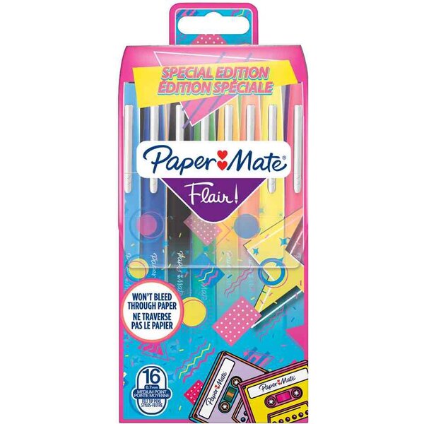 Stylo feutre Flair RETRO  étui de 16 Paper Mate