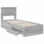 vidaXL Cadre de lit avec tête de lit Sonoma Gris et Argent 75 x 190 cm