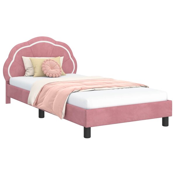 vidaXL Cadre de lit pour enfants avec tête de lit Rose 90 x 200 cm