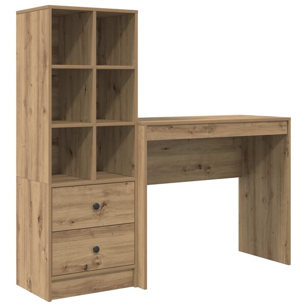vidaXL Bureau avec tiroir avec étagère 2 Pièces Chêne artisanal