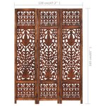 vidaXL Cloison de séparation 3 panneaux Marron 120x165cm Bois manguier