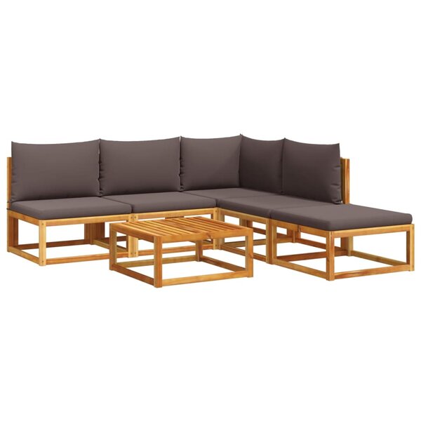vidaXL Salon de jardin avec coussins 6 Pièces bois d'acacia solide